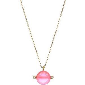 kate spade gold chain necklace with pink pendant